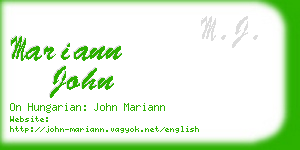 mariann john business card